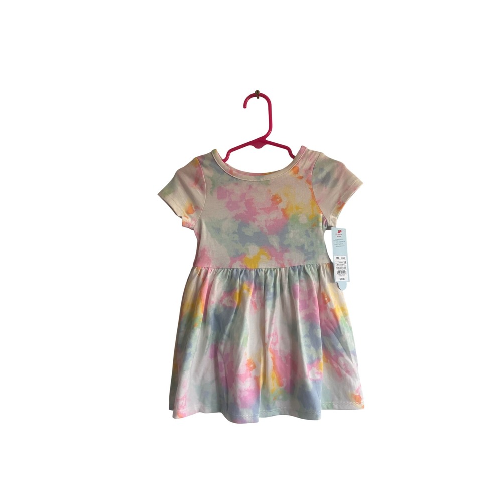 Cat & Jack Baby Girls 18M Pastel Tie Dye Short Sleeve Dress with Diaper Cover
